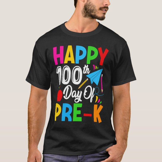 Cute Happy 100th Day of Pre k School For Student o T-Shirt (Vorderseite)