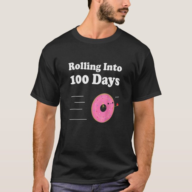 Cute Happy 100th Day Of School Rolling Strawberry  T-Shirt (Vorderseite)