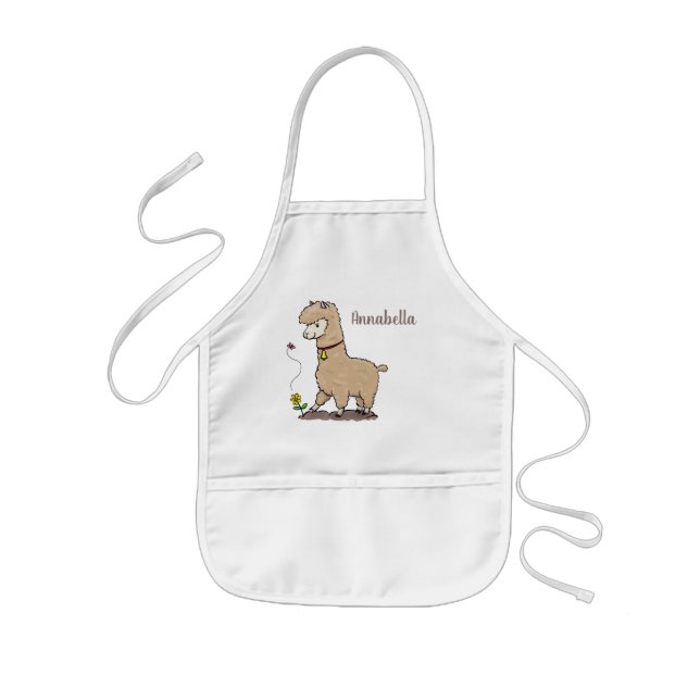 Cute happy alpaca with butterfly cartoon kinderschürze (Vorne)