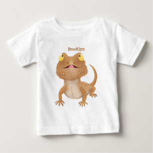 Cute happy bearded dragon lizard cartoon baby t-shirt