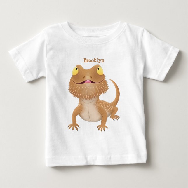 Cute happy bearded dragon lizard cartoon baby t-shirt (Vorderseite)