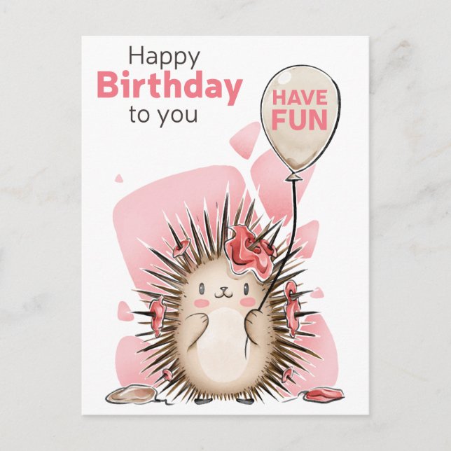Cute Happy Birthday Postcard Postkarte (Vorderseite)