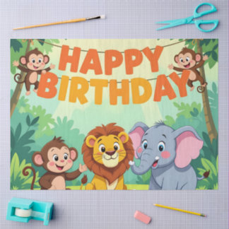 Cute Happy Birthday safari theme Seidenpapier