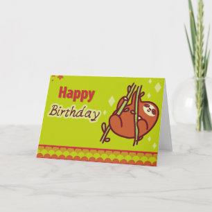 Cute Happy Birthday Sloth Karte