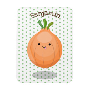 Cute happy brown onion green cartoon illustration magnet