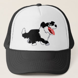 Cute Happy Cartoon Border Collie Hat Truckerkappe