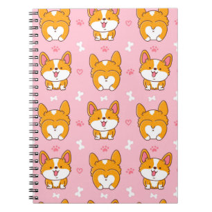 Cute happy corgi dog seamless pattern notizblock