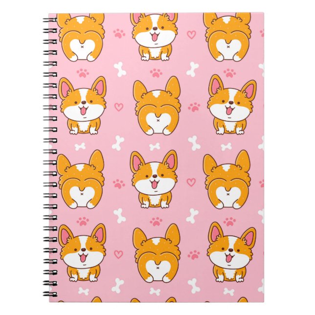 Cute happy corgi dog seamless pattern notizblock (Vorderseite)