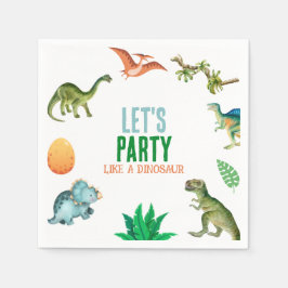 Cute Happy Dinosaur Birthday Party Paper Napkins Serviette