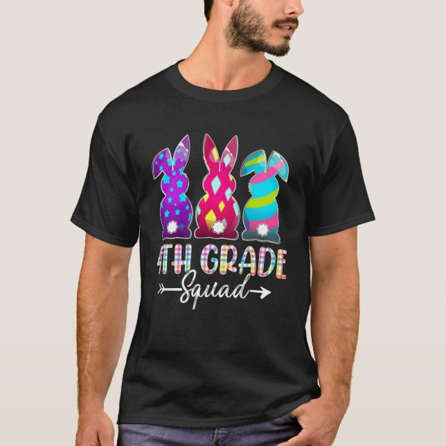 Cute Happy Easter 4th Grade Squad Three Bunny East T-Shirt (Vorderseite)