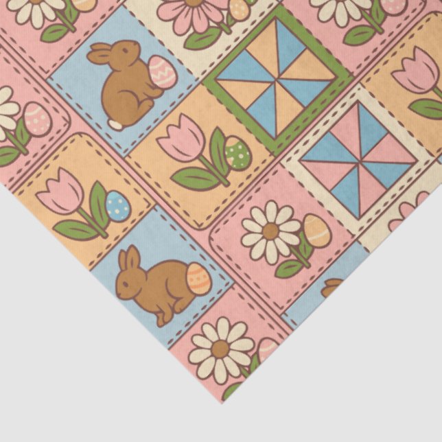 Cute Happy Easter Bunny Quilt Pattern  Seidenpapier (Detail)