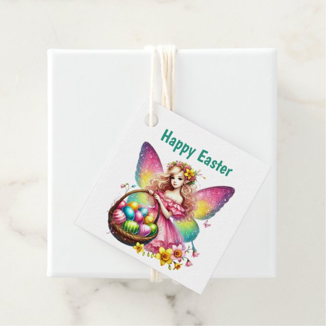 Cute Happy Easter Fairy Customizable Geschenkanhänger (Beispiel)