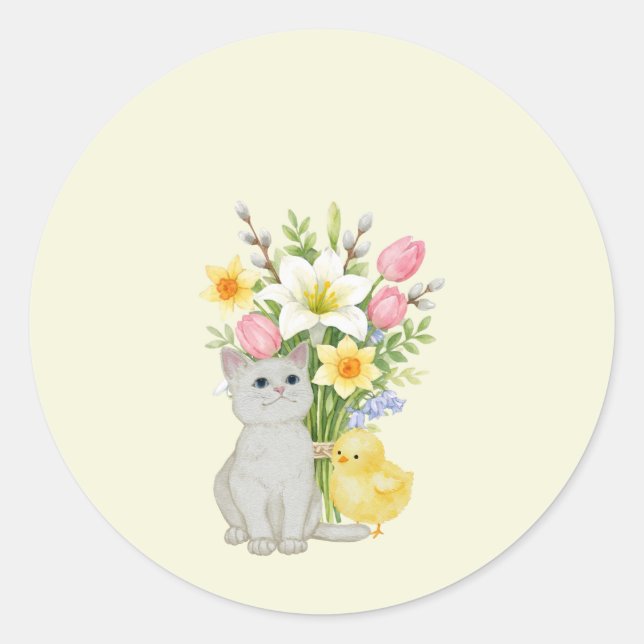 Cute Happy Easter Pastel Runder Aufkleber (Vorderseite)