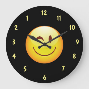 Cute Happy Face Reverse Dial Große Wanduhr