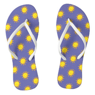 Cute Happy Face Sonne Strand Periwinkle Blau Trend Flip Flops