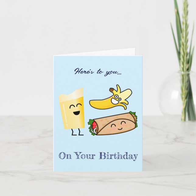 Cute Happy Food Birthday Card Karte (Vorderseite)
