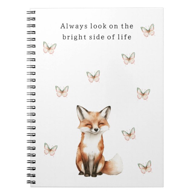 Cute Happy Fox Bright Side Butterflies   Notizblock (Vorderseite)