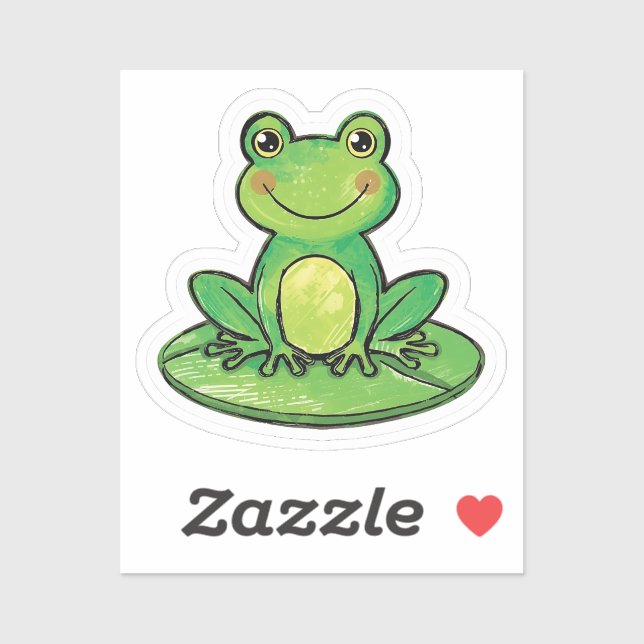 Cute Happy Frog on Lily Pad Sticker (Blatt)