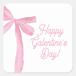 Cute Happy Galentine's day Pink Ribbons Bows Quadratischer Aufkleber