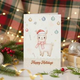 Cute Happy Holidays Llama Holiday Card Feiertagskarte