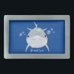 Cute happy kawaii dolphin cartoon  rechteckige gürtelschnalle<br><div class="desc">This happy bottle nose dolphin is blowing bubbles! Drawn in cute cartoon illustration style.</div>