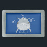 Cute happy kawaii dolphin cartoon  rechteckige gürtelschnalle<br><div class="desc">This happy bottle nose dolphin is blowing bubbles! Drawn in cute cartoon illustration style.</div>