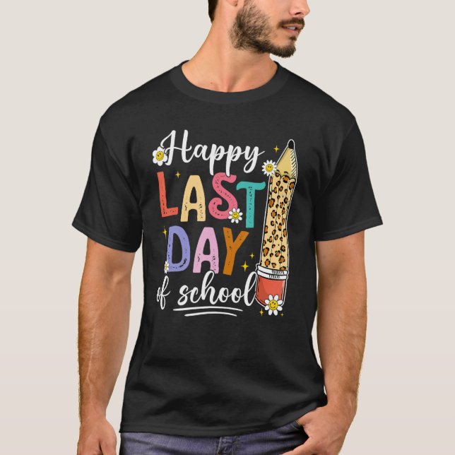 Cute Happy Last Day Of school Teacher Kids Groovy  T-Shirt (Vorderseite)