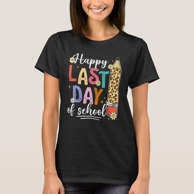 Cute Happy Last Day Of school Teacher Kids Groovy  T-Shirt (Vorderseite)