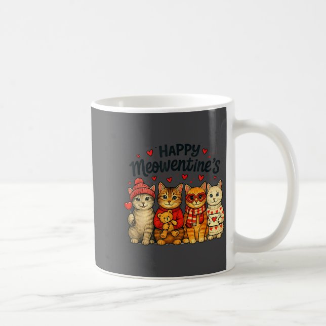 Cute Happy Meowentines Valentine Cats Love Men Wom Kaffeetasse (Rechts)