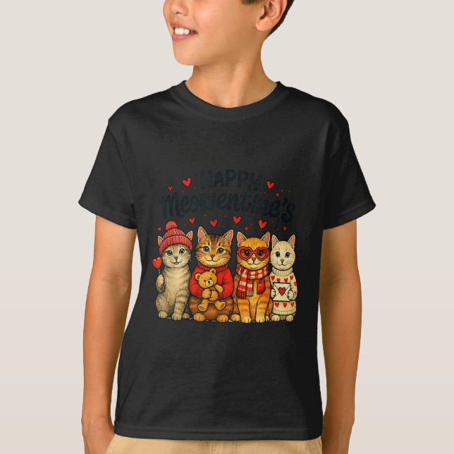 Cute Happy Meowentines Valentine Cats Love Men Wom T-Shirt (Vorderseite)