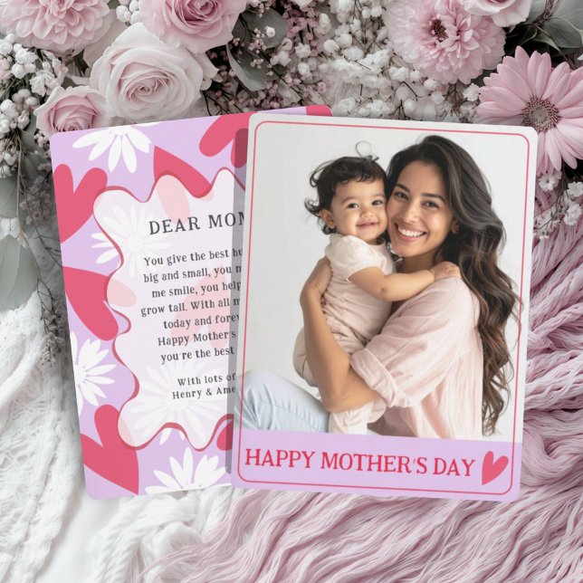 Cute Happy Mother’s Day Purple & Red Photo   (Von Creator hochgeladen)