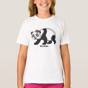 Cute happy panda bear with flower cartoon T-Shirt