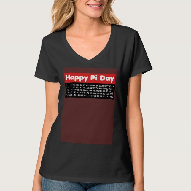 Cute Happy Pi Day With Red Font and Numbers T-Shirt (Vorderseite)
