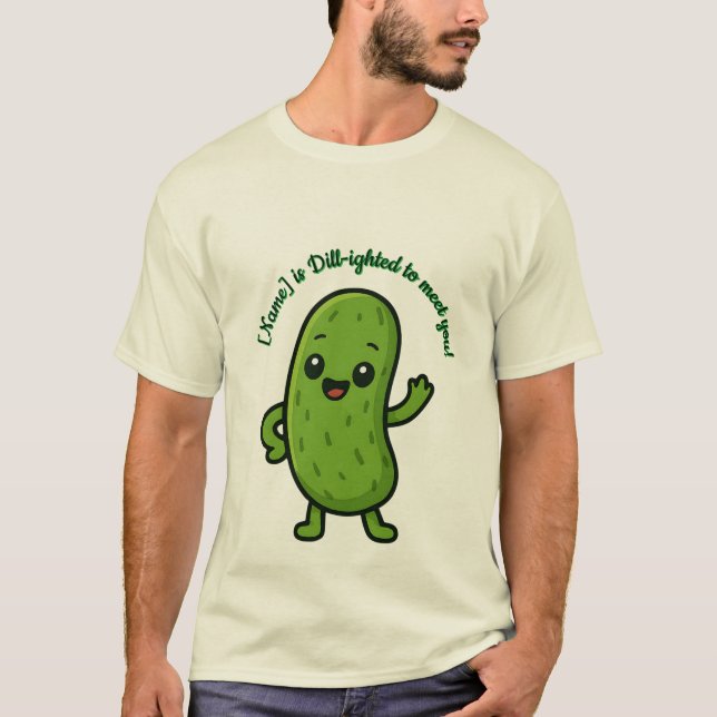 Cute Happy Pickle Kawaii Cartoon - Personalizable  T-Shirt (Vorderseite)