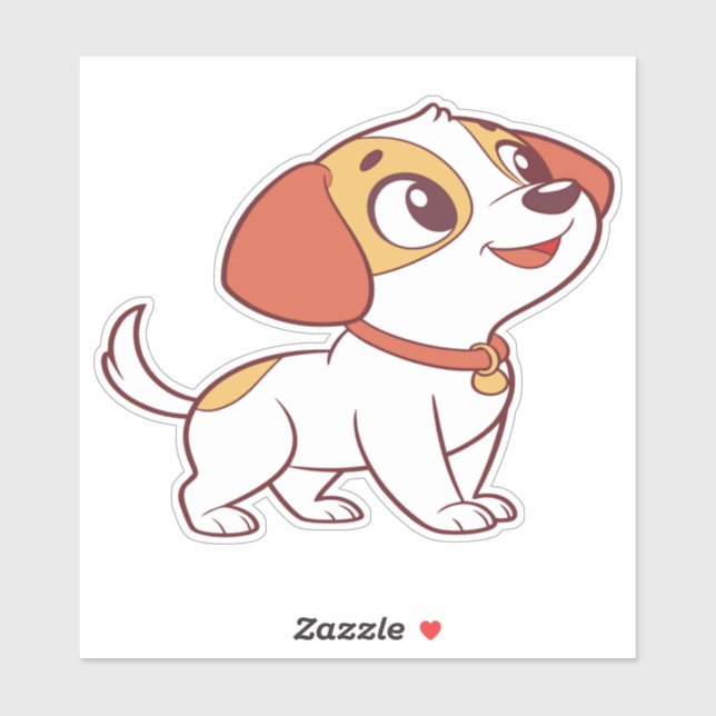 Cute Happy Puppy Cartoon Sticker (Blatt)