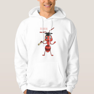 Cute happy red ant cartoon hoodie