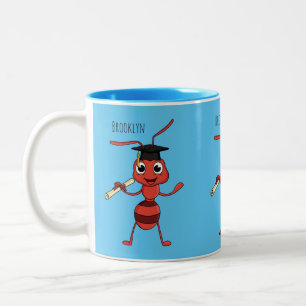 Cute happy red ant cartoon  zweifarbige tasse