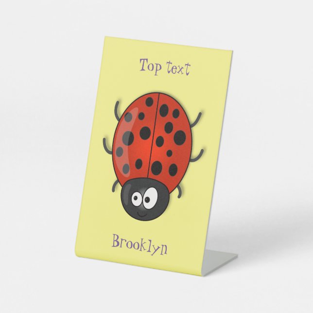 Cute happy red ladybug cartoon illustration sockelschild (Vorderseite)