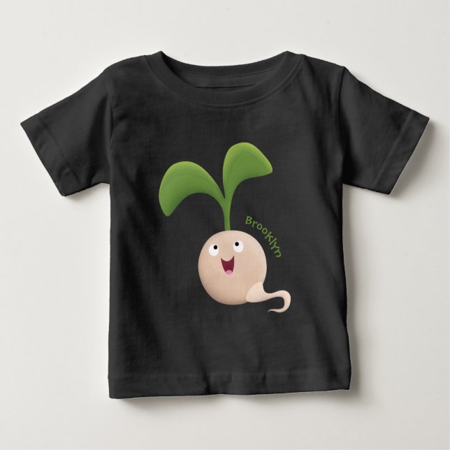 Cute happy seed sprout cartoon illustration baby t-shirt (Vorderseite)