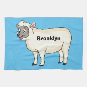 Cute happy sheep cartoon illustration  geschirrtuch