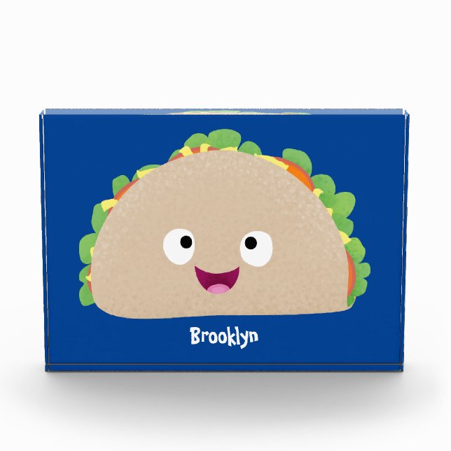 Cute happy smiling taco cartoon illustration fotoblock (Vorderseite)