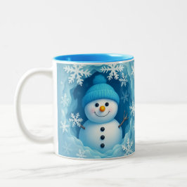 Cute Happy Snowman Face Personalized Coffee Mug Zweifarbige Tasse