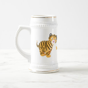 Cute happy tiger cub cartoon bierglas