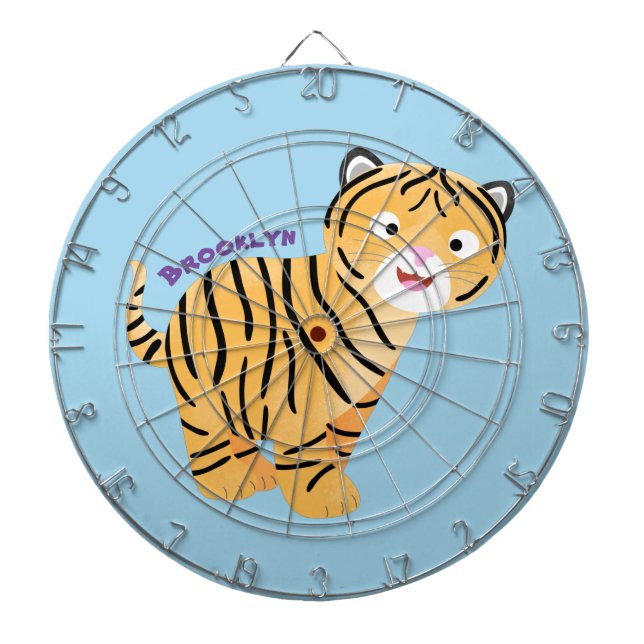 Cute happy tiger cub cartoon dartscheibe (vorne)
