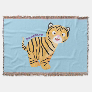 Cute happy tiger cub cartoon decke