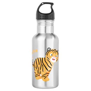 Cute happy tiger cub cartoon edelstahlflasche