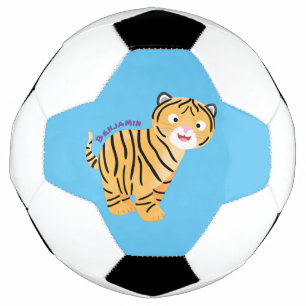 Cute happy tiger cub cartoon fußball