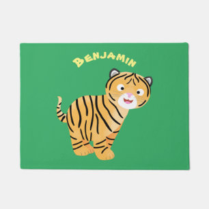 Cute happy tiger cub cartoon fußmatte
