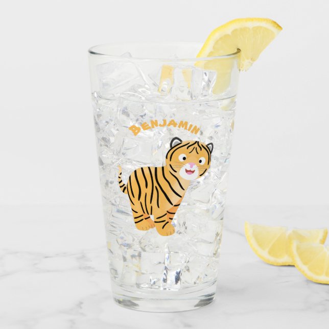 Cute happy tiger cub cartoon glas (Rückseite Ice)
