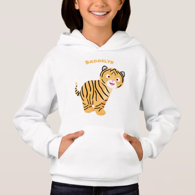 Cute happy tiger cub cartoon hoodie (Vorderseite)